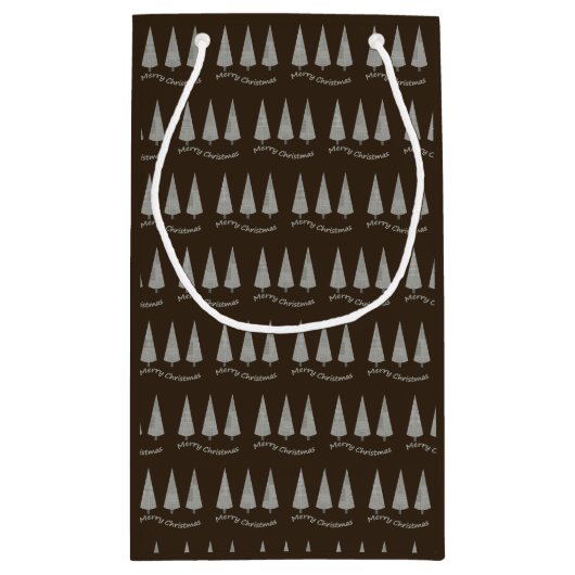 Moderne vrolijke kerst houndstooth donkere chocola klein cadeauzakje (Achterkant)