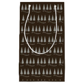 Moderne vrolijke kerst houndstooth donkere chocola klein cadeauzakje (Voorkant)