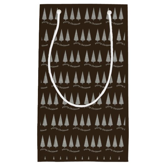 Moderne vrolijke kerst houndstooth donkere chocola klein cadeauzakje (Voorkant)