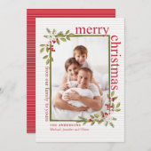 Moderne vrolijke kerst | Kleuren van het seizoen Feestdagenkaart (Voorkant / Achterkant)