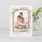 Moderne vrolijke kerst | Kleuren van het seizoen Feestdagenkaart (Staand voorkant)