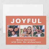 Moderne Vrolijke Kerst Koraal Fotocollage Feestdagenkaart (Voorkant / Achterkant)