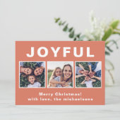 Moderne Vrolijke Kerst Koraal Fotocollage Feestdagenkaart (Staand voorkant)