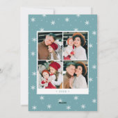Moderne vrolijke kerst licht blauw 7 foto collage feestdagenkaart (Achterkant)