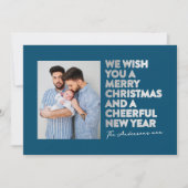 MODERNE VROLIJKE KERST & NIEUWJAAR FAUX ZILVEREN F FEESTDAGENKAART (Voorkant)