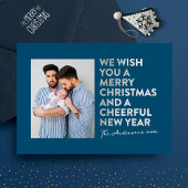 MODERNE VROLIJKE KERST & NIEUWJAAR FAUX ZILVEREN F FEESTDAGENKAART