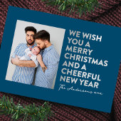 MODERNE VROLIJKE KERST & NIEUWJAAR FAUX ZILVEREN F FEESTDAGENKAART