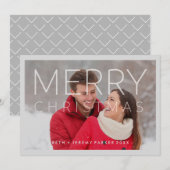 Moderne vrolijke kerst overlay met foto feestdagenkaart (Voorkant / Achterkant)