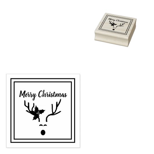 Moderne vrolijke kerst rendieren gewei rubberstempel (Gestempeld)