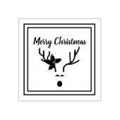 Moderne vrolijke kerst rendieren gewei rubberstempel (Afrduk)