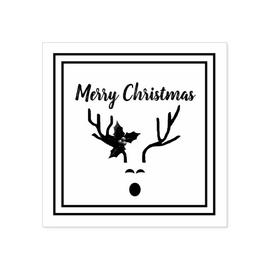 Moderne vrolijke kerst rendieren gewei rubberstempel (Afrduk)