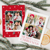 Moderne vrolijke kerst rode 7 foto collage