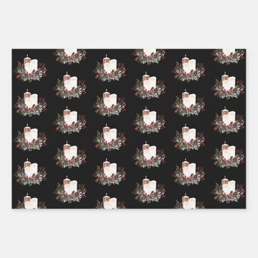 Moderne vrolijke kerst rode bessen botanische kran inpakpapier vel (Voorkant 3)