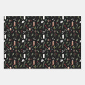 Moderne vrolijke kerst rode bessen botanische kran inpakpapier vel (Voorkant)