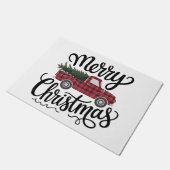 Moderne vrolijke kerst rode Buffalo Plaid Truck Deurmat (Schuin)