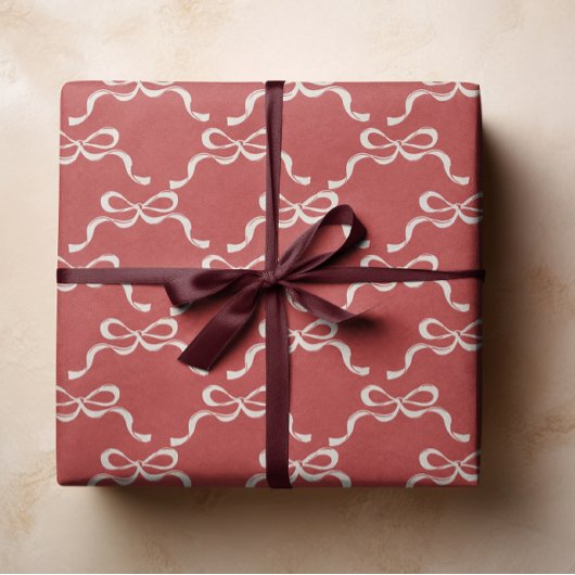 Moderne vrolijke kerst rode retro vakantie bogen cadeaupapier