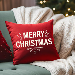 Moderne vrolijke kerst rode script familie kussen