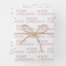 Moderne vrolijke kerst rode typografie eenvoudig inpakpapier vel