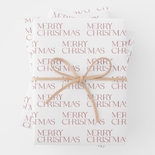 Moderne vrolijke kerst rode typografie eenvoudig inpakpapier vel