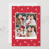 Moderne vrolijke kerst rood 7 foto collage feestdagenkaart (Achterkant)
