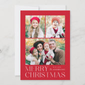 Moderne vrolijke kerst rood 7 foto collage feestdagenkaart (Voorkant)
