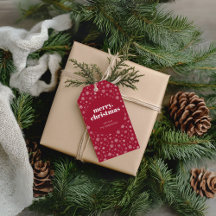 Moderne Vrolijke Kerst Rood met Sneeuwvlok Patroon