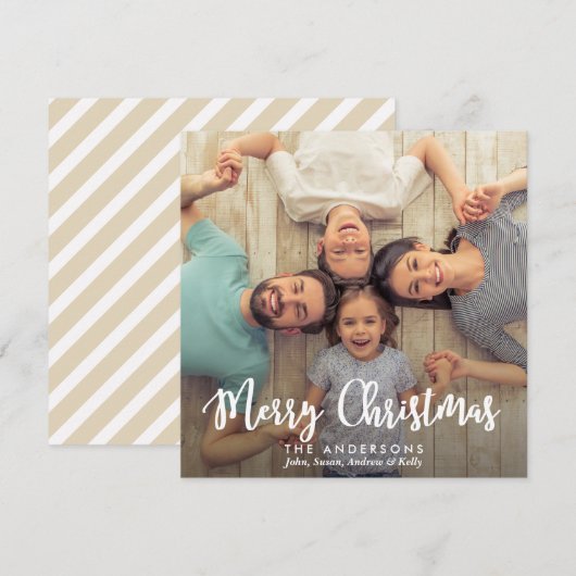 Moderne vrolijke kerst | Vakantie Familie Fotokaar Feestdagenkaart (Voorkant / Achterkant)