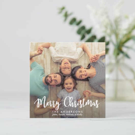 Moderne vrolijke kerst | Vakantie Familie Fotokaar Feestdagenkaart (Staand voorkant)