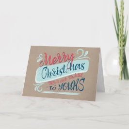 Moderne vrolijke kerst van onze familie tot de jou feestdagen kaart