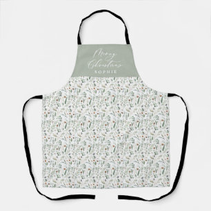 Moderne vrolijke kerst winter familie cadeau schort