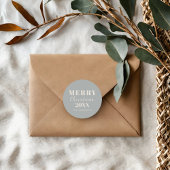 Moderne vrolijke kerst zachte blauwe vakantie verp ronde sticker