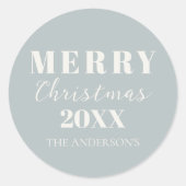 Moderne vrolijke kerst zachte blauwe vakantie verp ronde sticker (Voorkant)