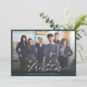 Moderne vrolijke kerst zakelijke foto feestdagenkaart (Staand voorkant)