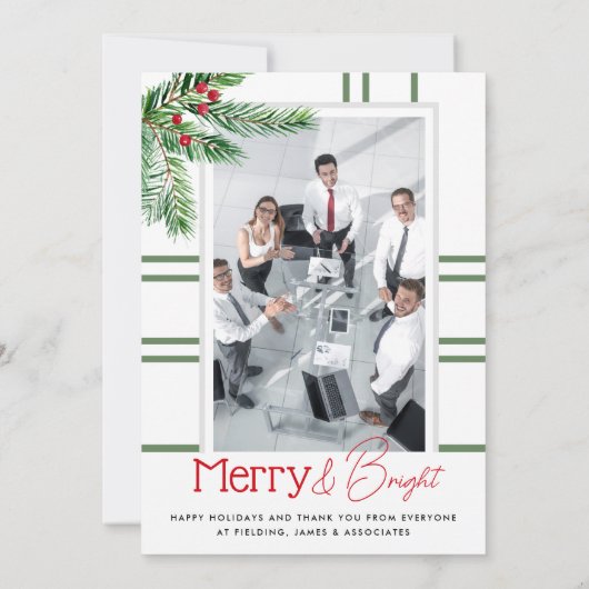 Moderne vrolijke kerst zakelijke foto feestdagenkaart (Achterkant)