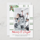 Moderne Vrolijke Kerst Zakelijke Foto Groen Feestdagenkaart (Achterkant)