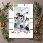 Moderne Vrolijke Kerst Zakelijke Foto Groen Feestdagenkaart
