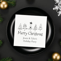 Moderne vrolijke kerst zwart en wit aangepast fees