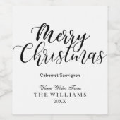 Moderne vrolijke kerst zwart-wit vakantie wijn etiket (Enkel label)