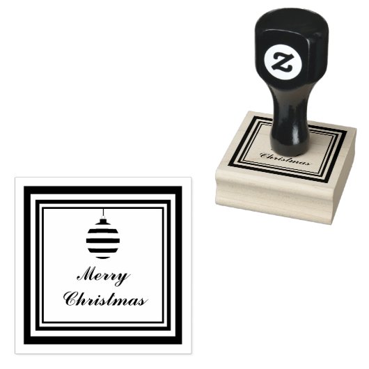 Moderne vrolijke kerstbal rubberstempel (Gestempeld)