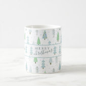Moderne vrolijke kerstbomen Blauw Groen Koffiemok (Center)