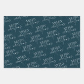 Moderne vrolijke kerstboom marine inpakpapier vel (Voorkant)