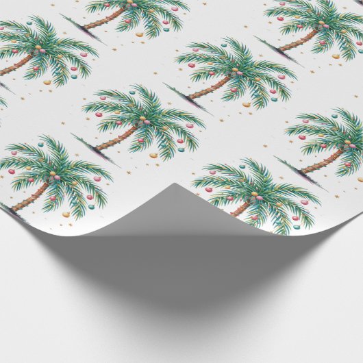 Moderne Vrolijke Kerstboom Palmboom Licht Cadeaupapier (Hoek)