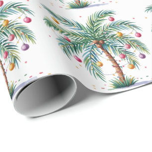 Moderne Vrolijke Kerstboom Palmboom Licht Cadeaupapier