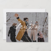 Moderne vrolijke kerstfoto | donkere bekleding feestdagenkaart (Voorkant)