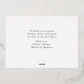 Moderne vrolijke kerstfoto | donkere bekleding folie feestdagenkaart (Achterkant)