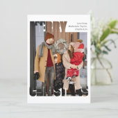 Moderne vrolijke kerstfoto gepersonaliseerd feestdagenkaart (Staand voorkant)
