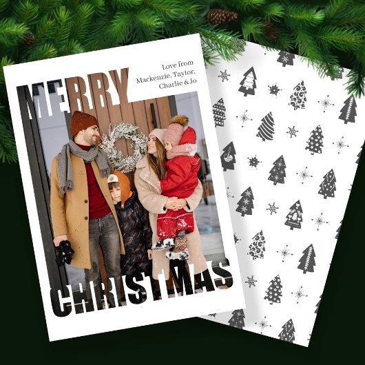 Moderne vrolijke kerstfoto gepersonaliseerd feestdagenkaart