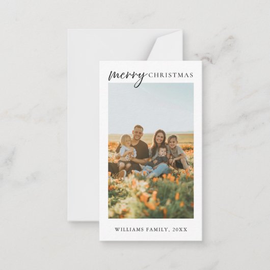 Moderne Vrolijke Kerstfoto Mini Vakantie Kaart Notitiekaartje (Voorkant)