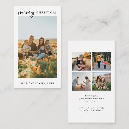 Moderne Vrolijke Kerstfoto Mini Vakantie Kaart Notitiekaartje (Voorkant / Achterkant)