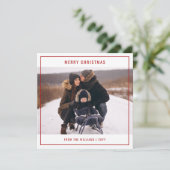 Moderne vrolijke kerstfoto plein feestdagenkaart (Staand voorkant)